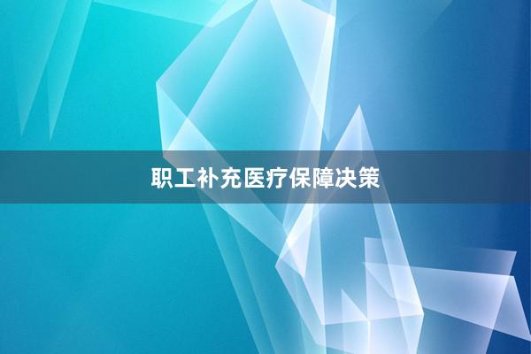 职工补充医疗保障决策
